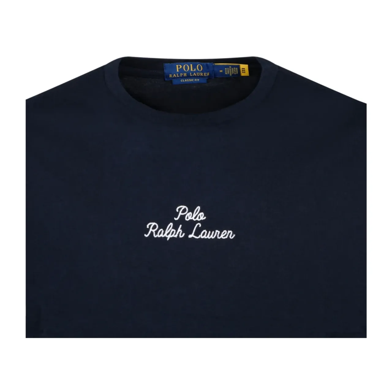 Blaues Baumwoll-T-Shirt mit weißer Schrift Ralph Lauren