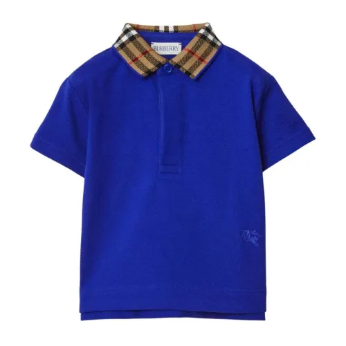 Blaues Baumwollpolo mit Equestrian Knight Motiv,Blaue Kinder T-shirts und Polos Burberry