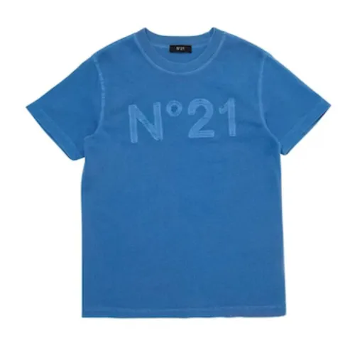 Blaues Kinder T-Shirt mit gesticktem Logo N21