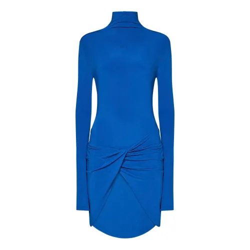 Blaues Kleid mit asymmetrischem Taillendreh,Short Dresses Off White