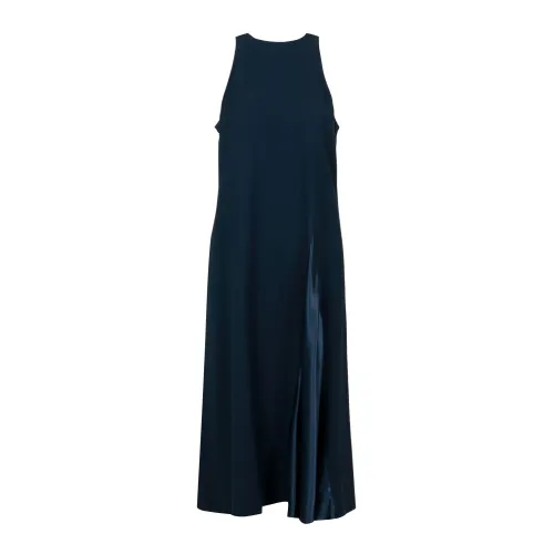Blaues Semi-Couture Cora Kleid mit Tiefem Ausschnitt Erika Cavallini