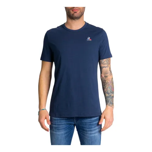 Blaues T-Shirt mit Kurzen Ärmeln le coq sportif
