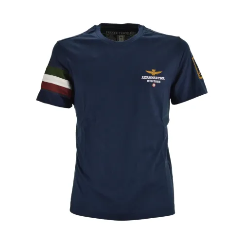 Blaues T-Shirt mit Tricolor Pfeilen Aeronautica Militare