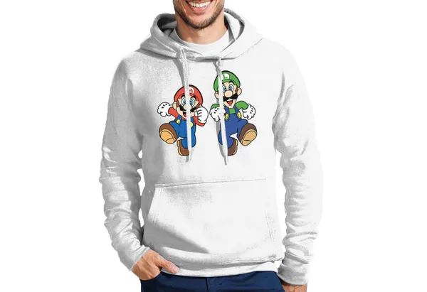 Blondie & Brownie Hoodie Herren Mario & Luigi Super Retro Konsole Super Luigi Mit Kapuze
