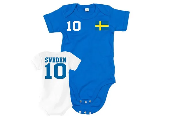 Blondie & Brownie Strampler Schweden Kinder Baby Sport Trikot Body Fussball Meister WM Europa EM