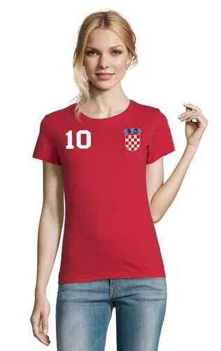 Blondie & Brownie T-Shirt Damen Kroatien Hrvatska Sport Trikot Fußball Meister WM EM