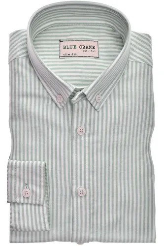Blue Crane Slim Fit Hemd grün/weiss, Gestreift