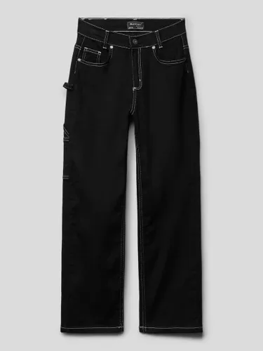Blue Effect Jeans mit Zierschlaufen in Black
