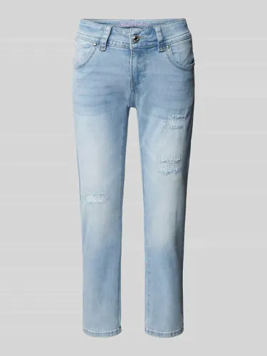 Blue Monkey Slim Fit Jeans im Destroyed-Look Modell 'CHARLOTTE' in Hellblau