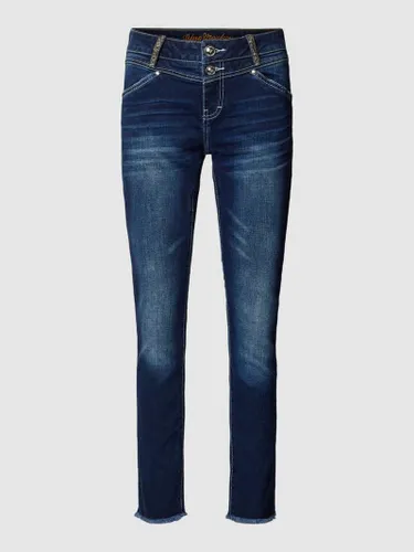 Blue Monkey Slim Fit Jeans mit Ziersteinbesatz Modell 'SANDY' in Dunkelblau