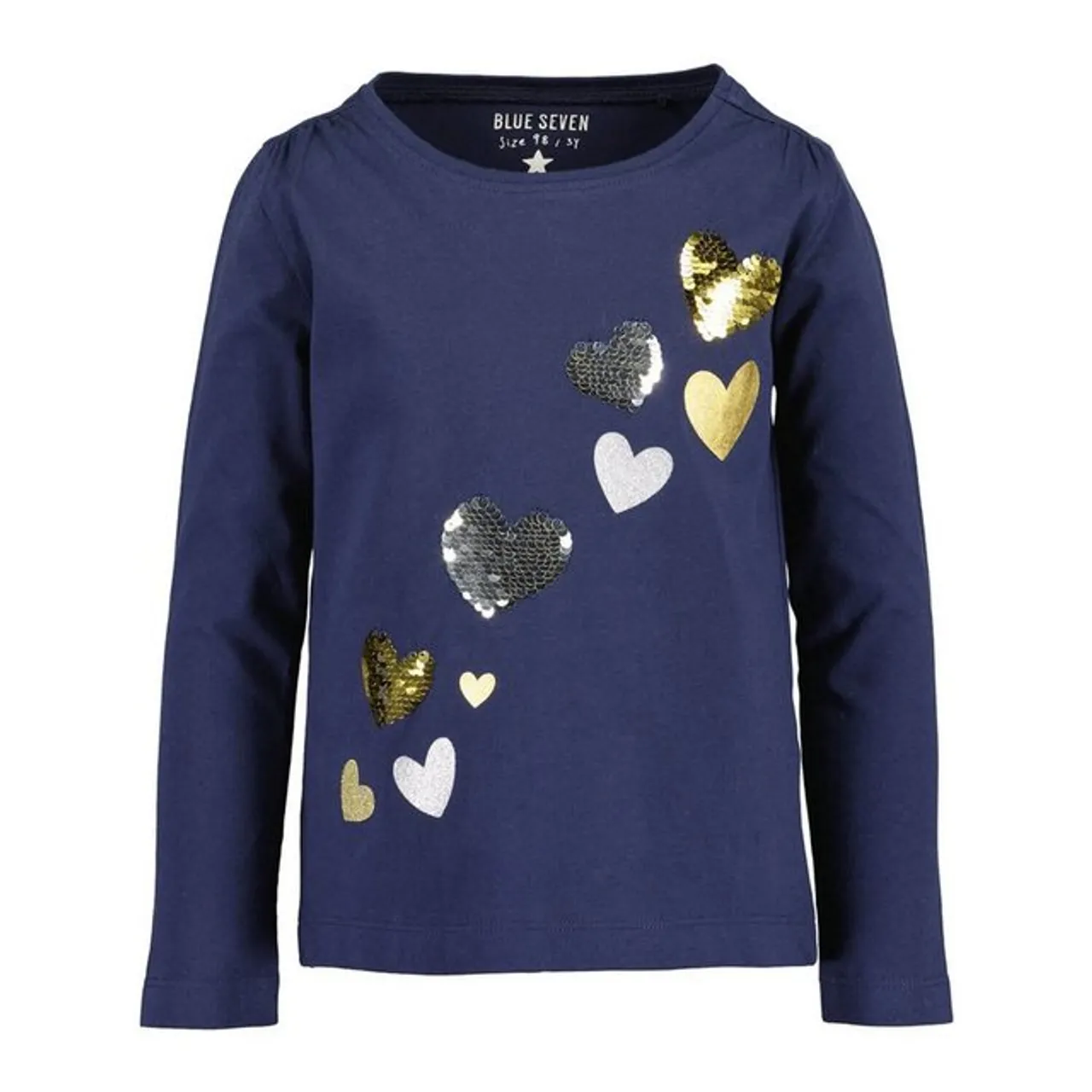 Blue Seven Rundhalsshirt Kinder Mädchen Langarm-Shirt Sweatshirt mit Herz-Print und Pailetten