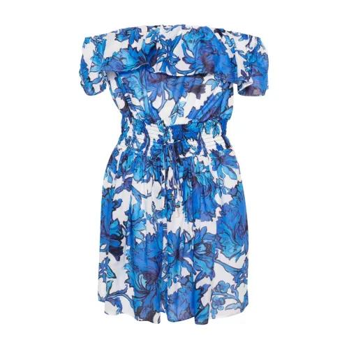 Blumenmuster Off-Shoulder Kleid Blau Liu Jo
