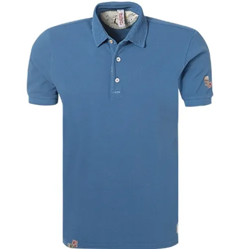 BOB Herren Polo-Shirt blau Baumwoll-Piqué