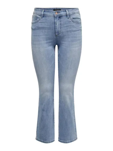 Bootcut-Jeans ONLY CARMAKOMA "CARSALLY HW SK FLARED DNM BJ759" Gr. 48, Länge 32, blau (light medium blue denim) Damen Jeans Bootcut