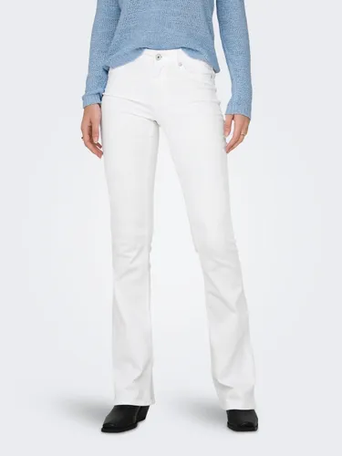 Bootcut-Jeans ONLY "ONLBLUSH MID FLARED DNM REA0730 NOOS" Gr. L (40), Länge 32, weiß (white) Damen Jeans Bootcut