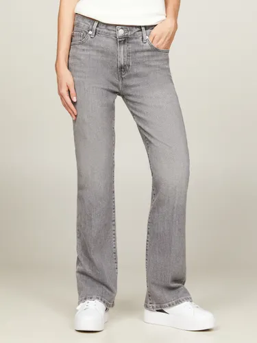Bootcut-Jeans TOMMY HILFIGER Gr. 28, Länge 30, grau (gya) Damen Jeans Bootcut mit Bügelfalten