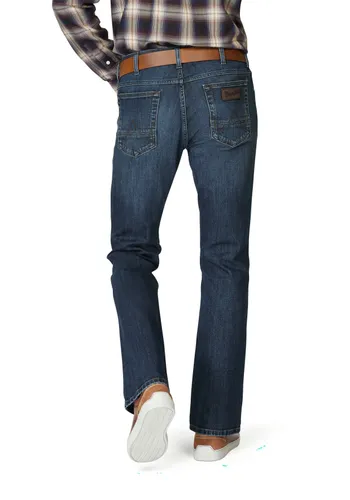 Bootcut-Jeans WRANGLER "Jacksville" Gr. 42, Länge 32, blau (broken, arrow) Herren Jeans Bootcut