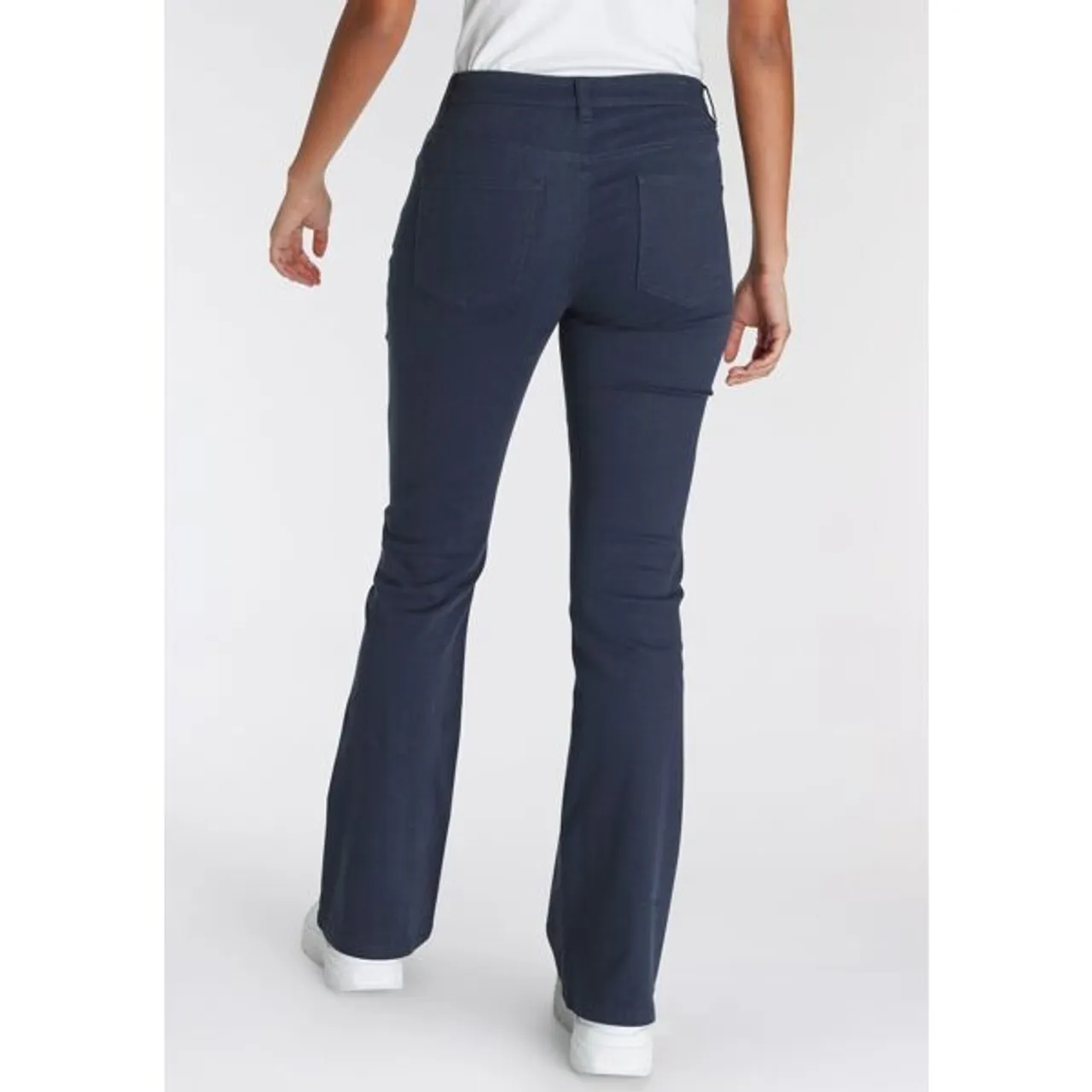 Bootcuthose AJC Gr. 38, N-Gr, blau (marine) Damen Hosen 5-Pocket-Hose Stoffhosen mit Knopfleiste im 5-Pocket-Stil