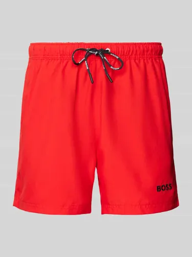 BOSS Badehose mit Label-Stitching in Rot