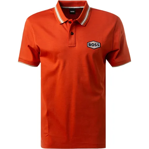 BOSS Black Herren Polo-Shirt orange Baumwoll-Jersey