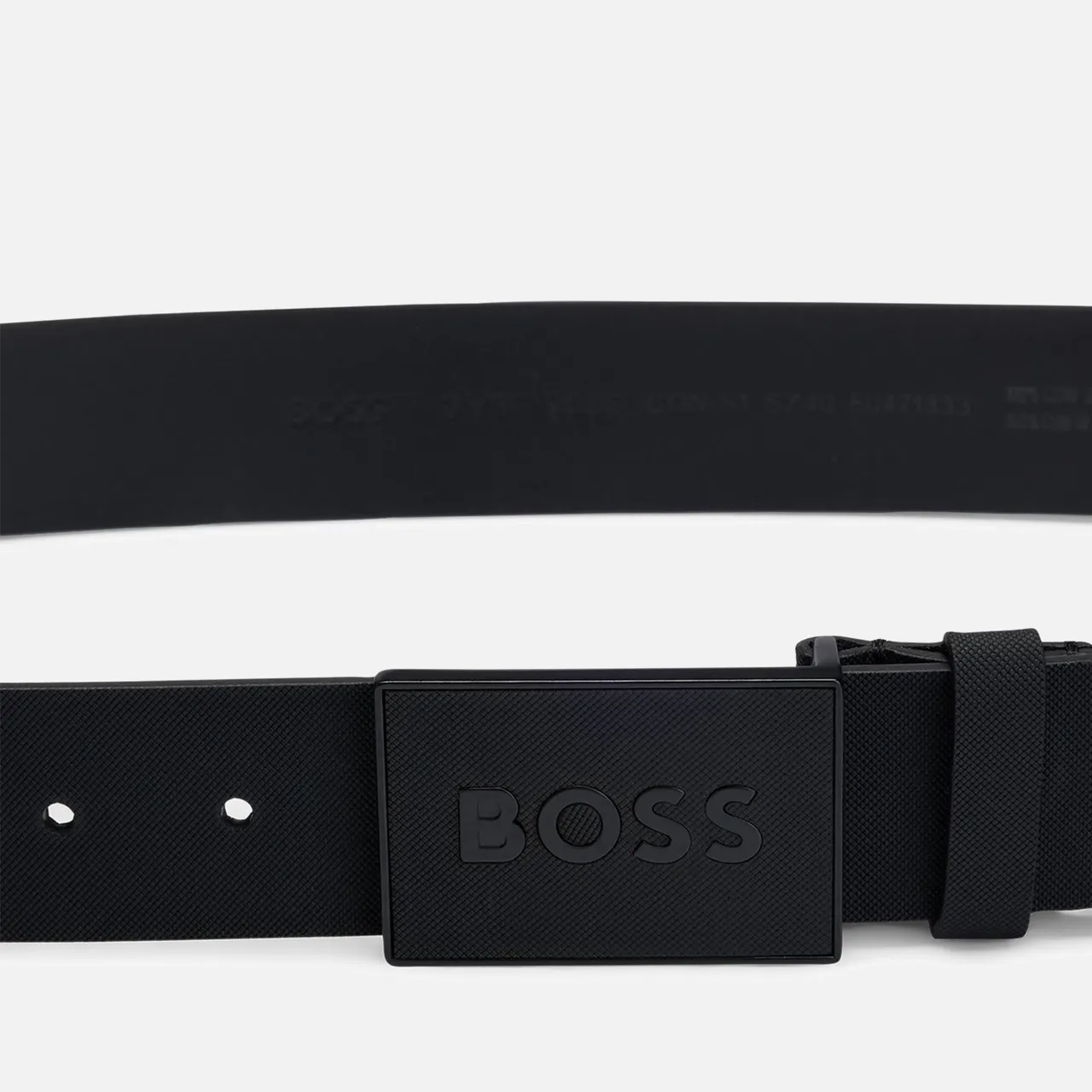 BOSS Black Icon Plaque Textured Leather Belt