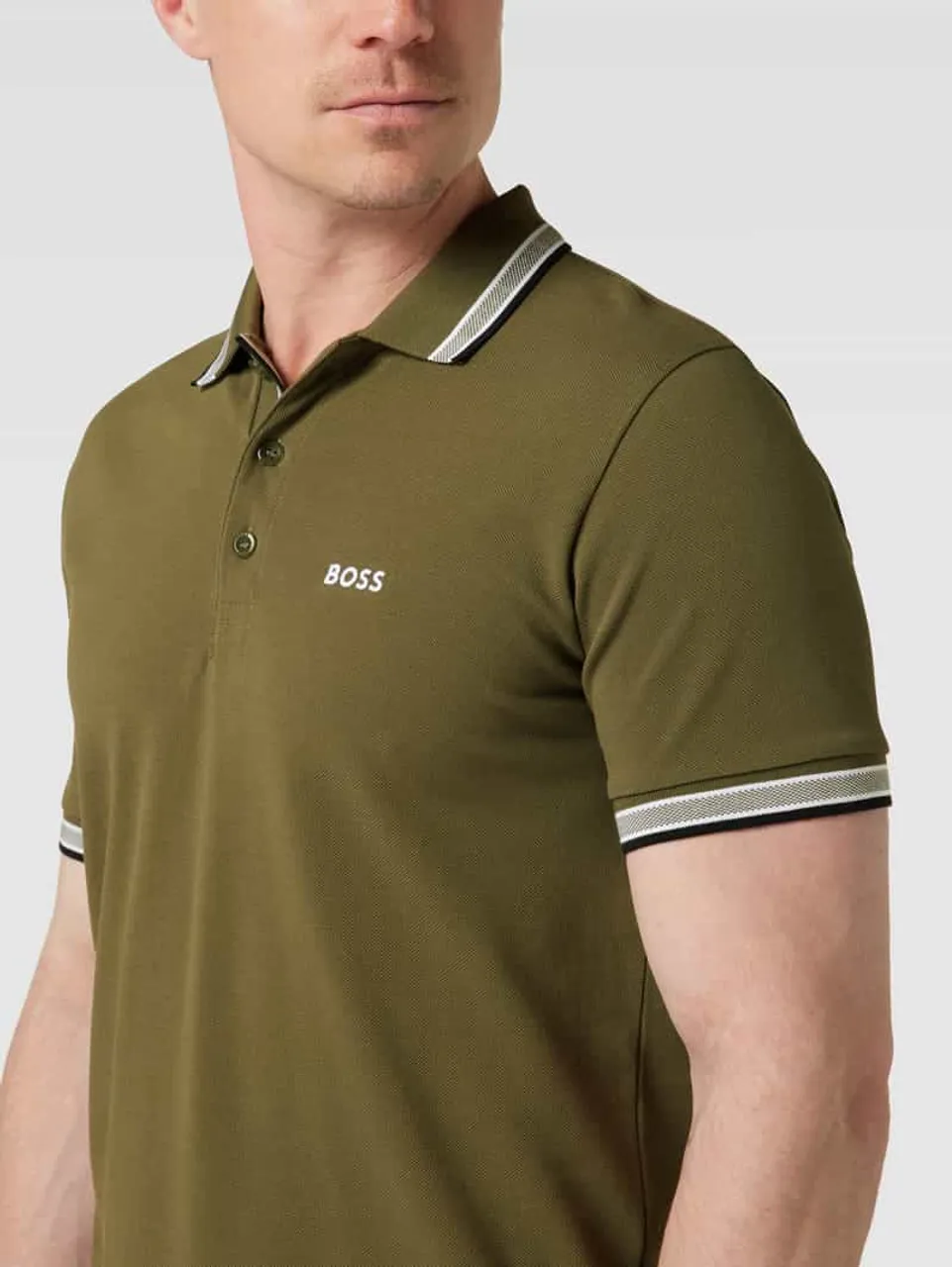 BOSS Green Regular Fit Poloshirt mit Label-Stitching Modell 'Paddy' in Gruen