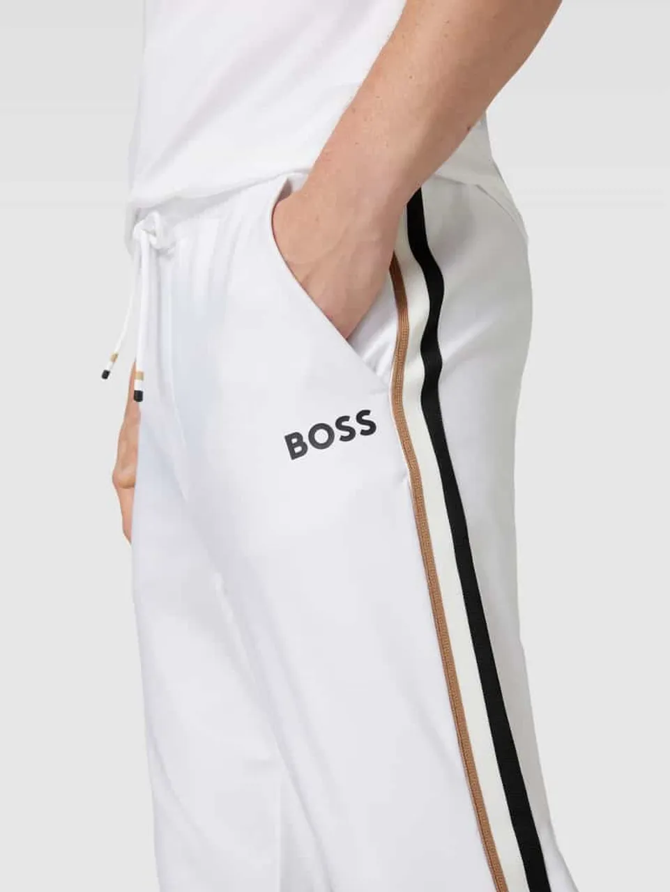 BOSS Green Sweatpants mit elastischem Bund Modell 'Hicon' in Weiss