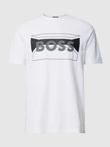 BOSS Green T-Shirt mit Label-Print in Weiss