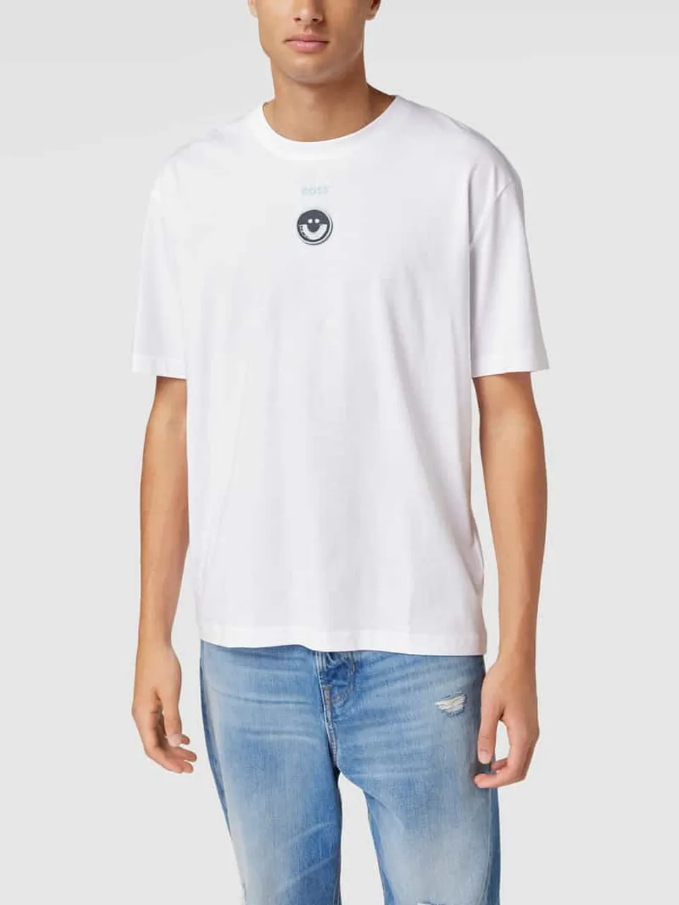 BOSS Green T-Shirt mit Label-Print Modell 'Tiraxart' in Weiss