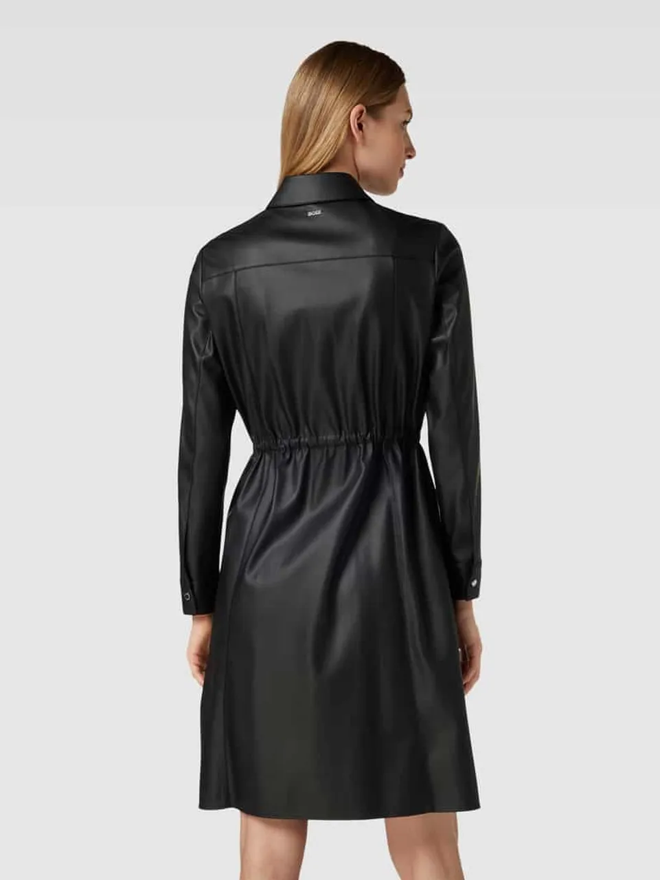BOSS Knielanges Kleid in Leder-Optik Modell 'Daledy' in Black