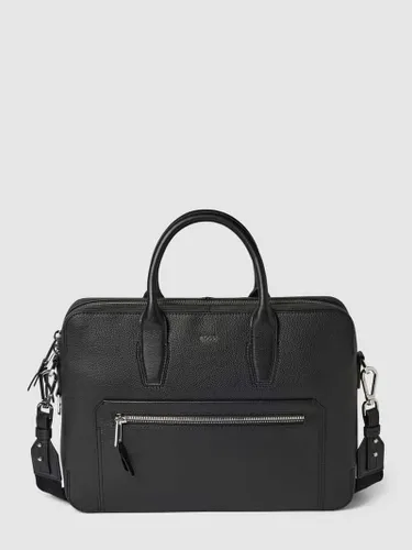 BOSS Laptoptasche aus Leder mit Label-Detail Modell 'Highway' in Black, Größe One Size