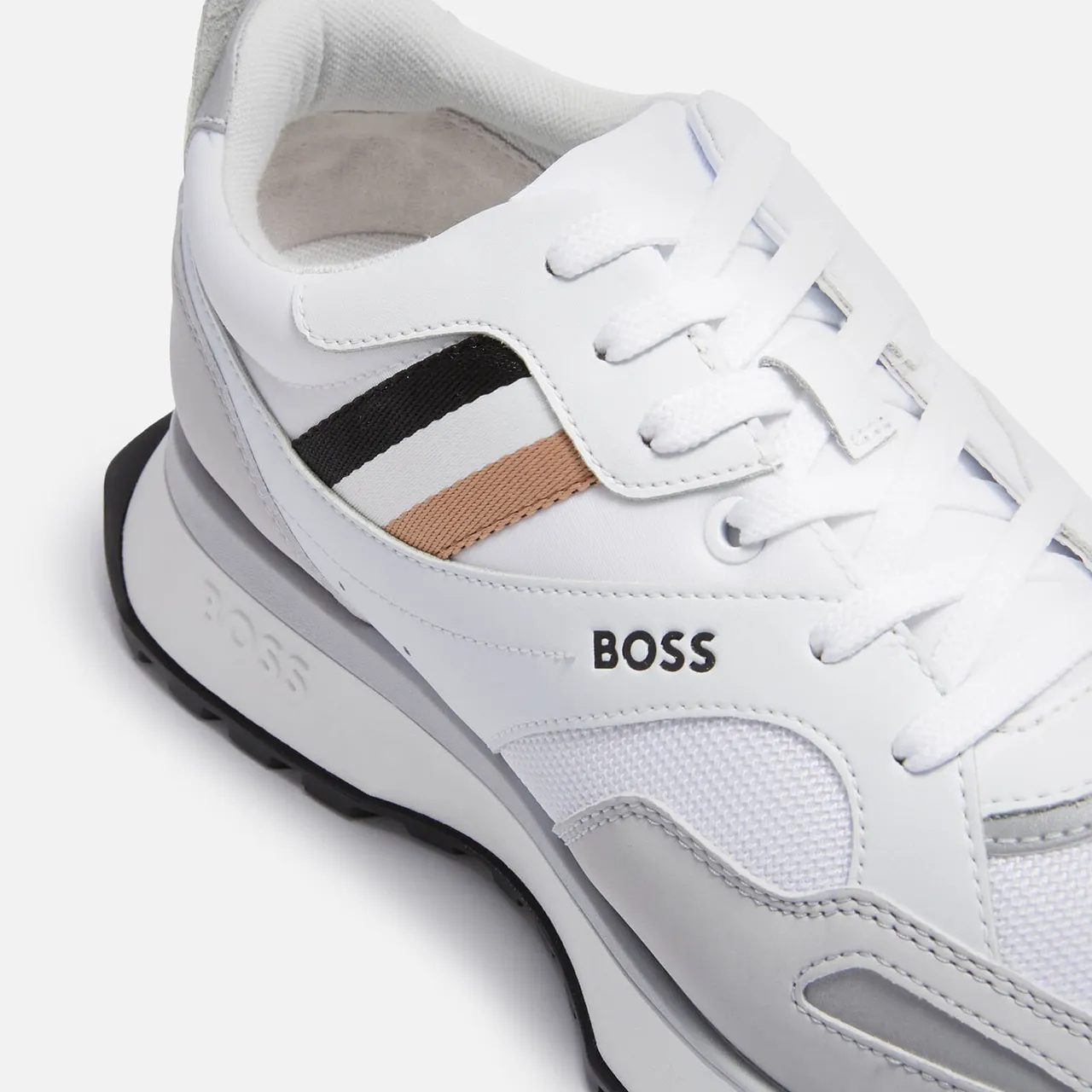 BOSS Men's Jonah Mesh and Faux Leather Trainers