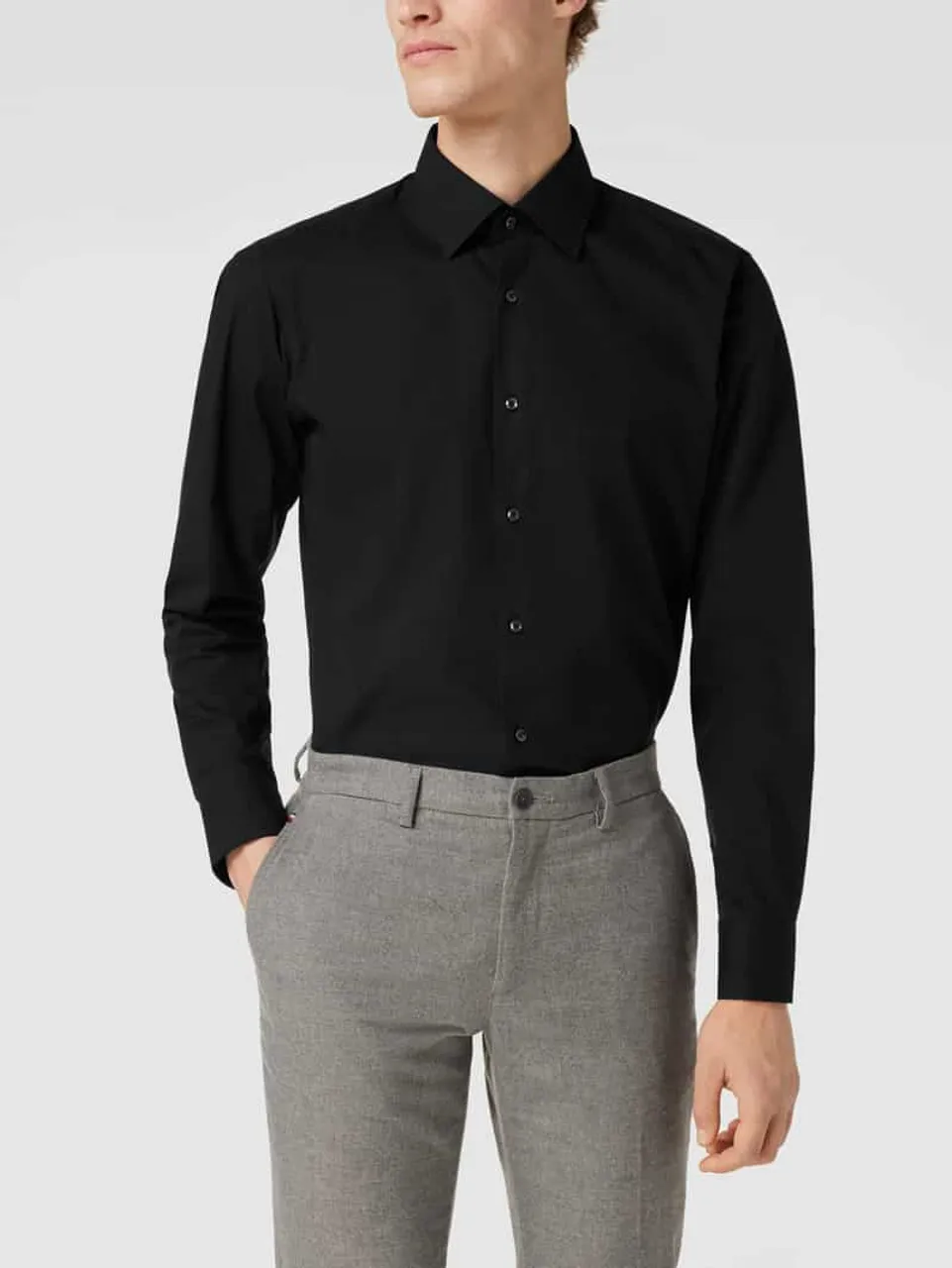 BOSS Modern Fit Regular Fit Business-Hemd mit Stretch-Anteil in Black
