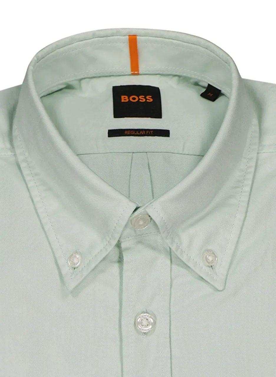 BOSS Orange Herren Hemd grün Baumwolle