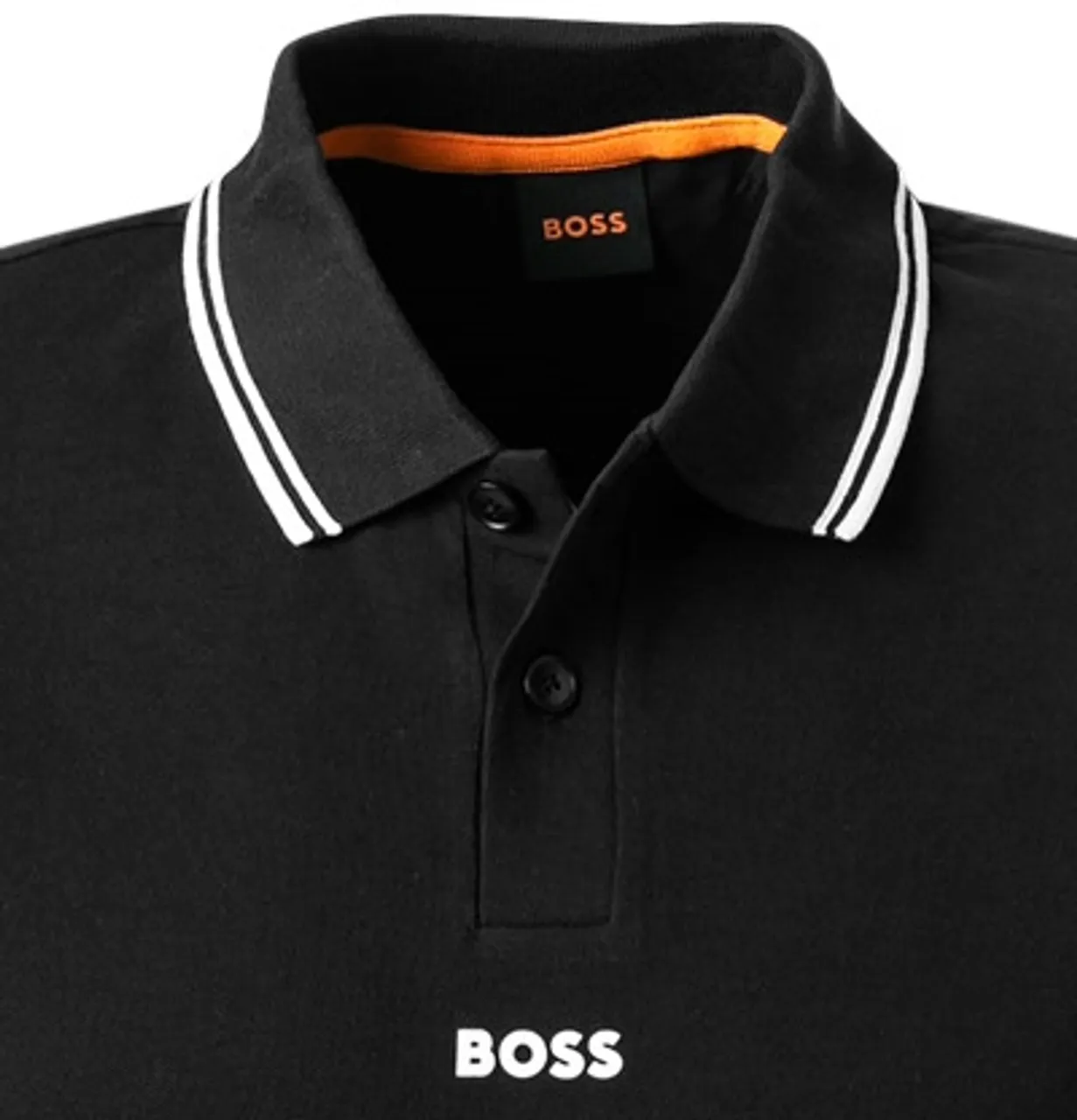 BOSS Orange Herren Polo-Shirt schwarz Baumwoll-Piqué