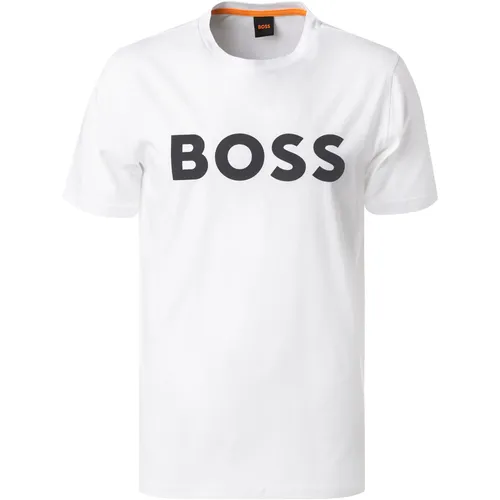 BOSS Orange Herren T-Shirt weiß Baumwolle