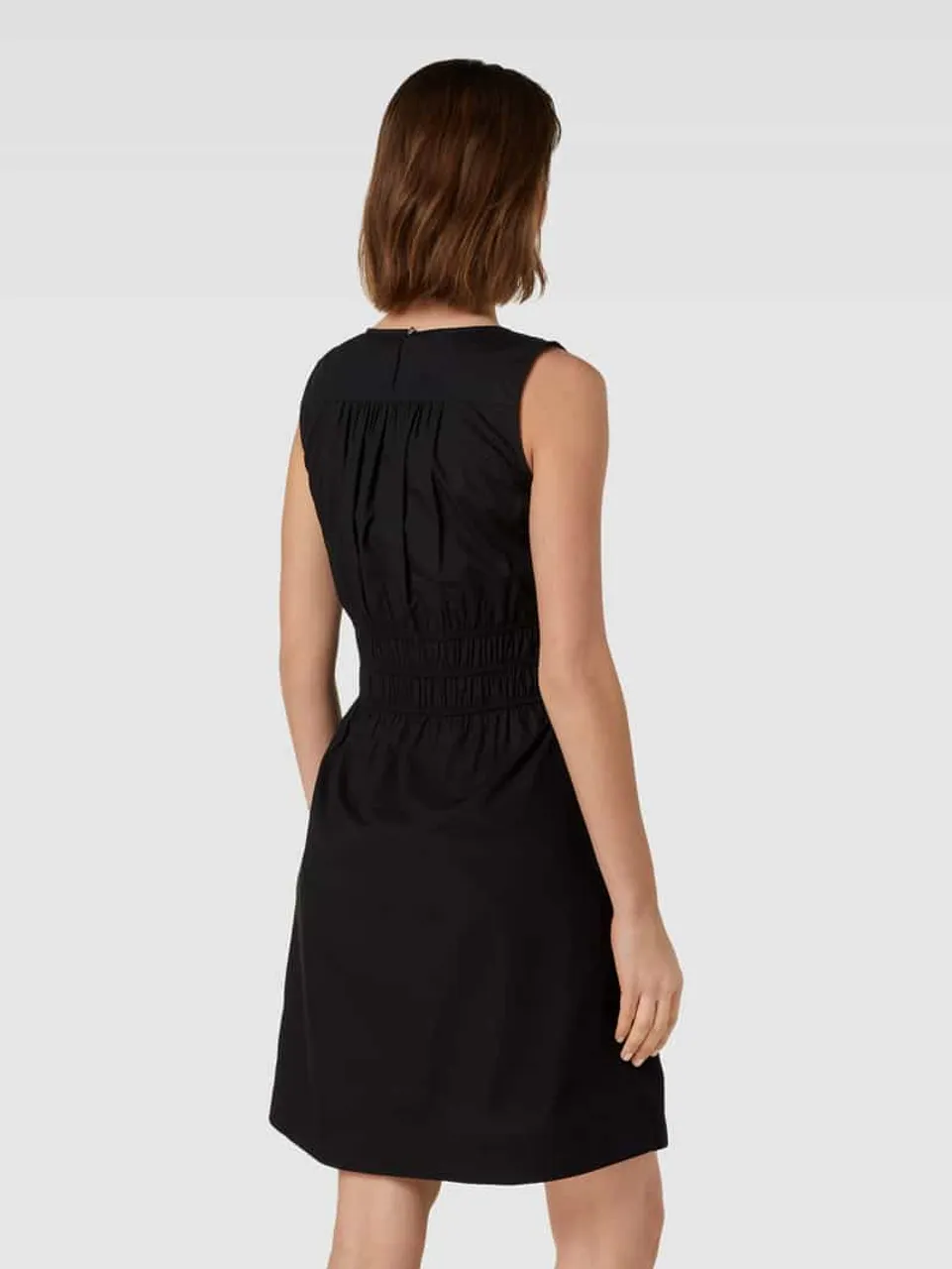 BOSS Orange Knielanges Kleid mit V-Ausschnitt Modell 'Dizzi' in Black