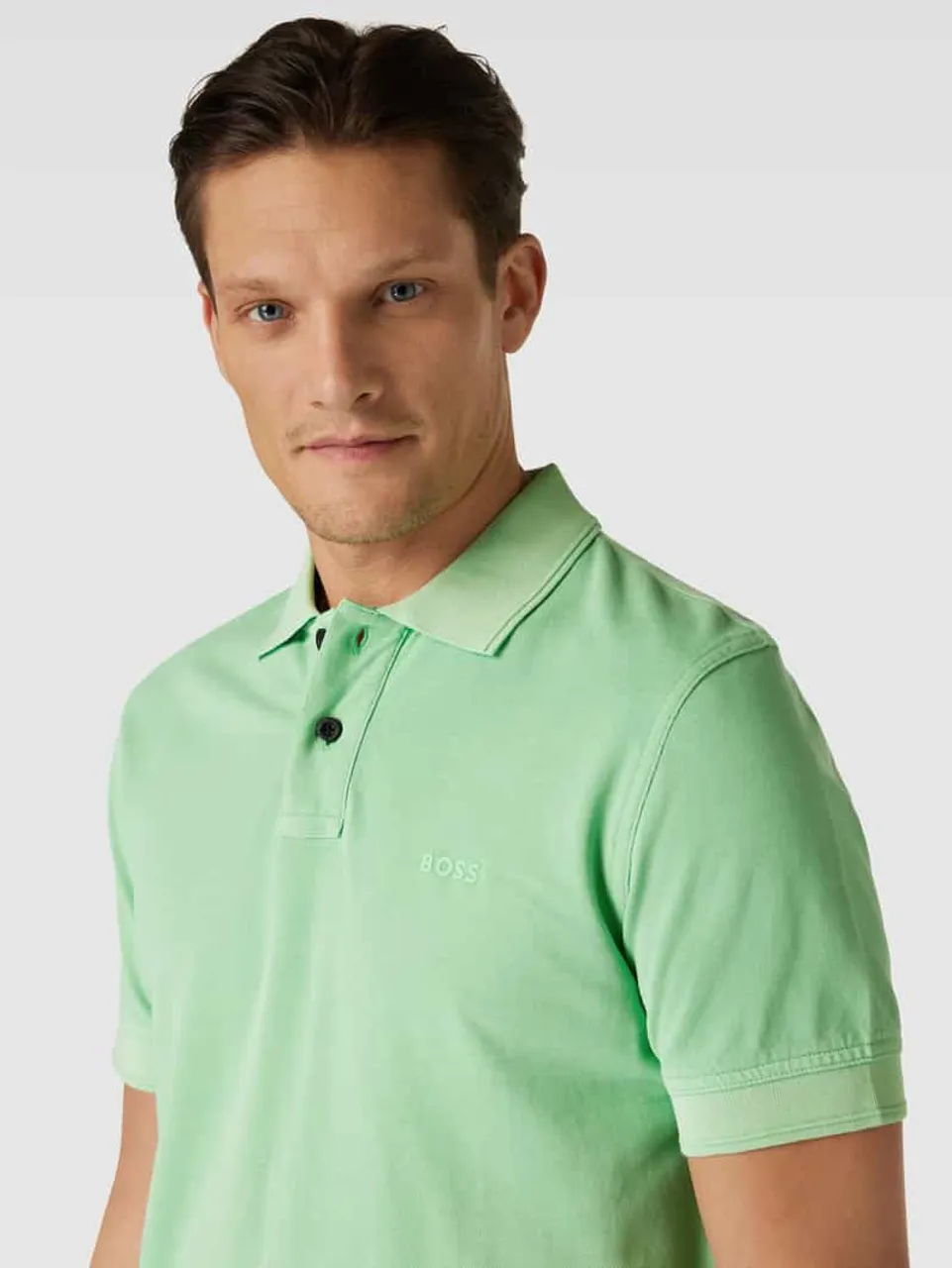 BOSS Orange Slim Fit Poloshirt mit Label-Detail Modell 'Prime' in Grass