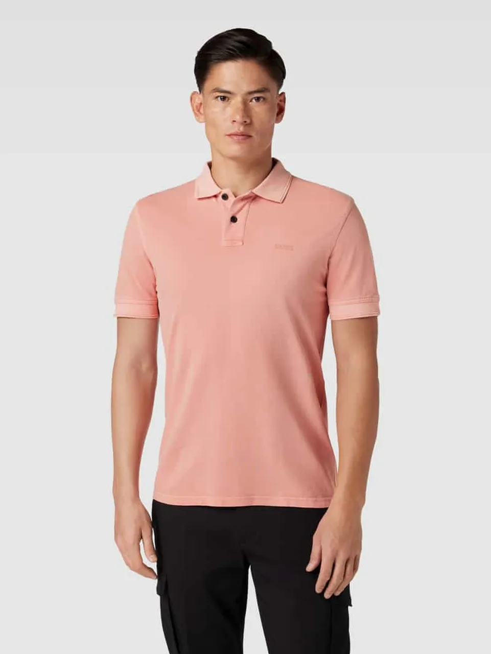BOSS Orange Slim Fit Poloshirt mit Label-Detail Modell 'Prime' in Hellrot