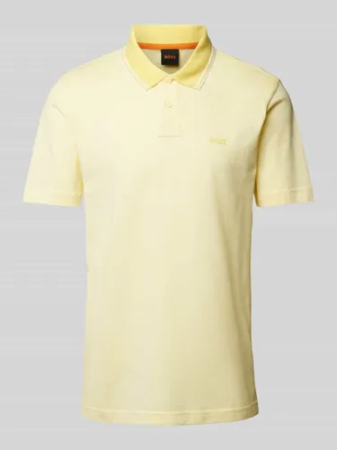 BOSS Orange Slim Fit Poloshirt mit Label-Print in Gelb