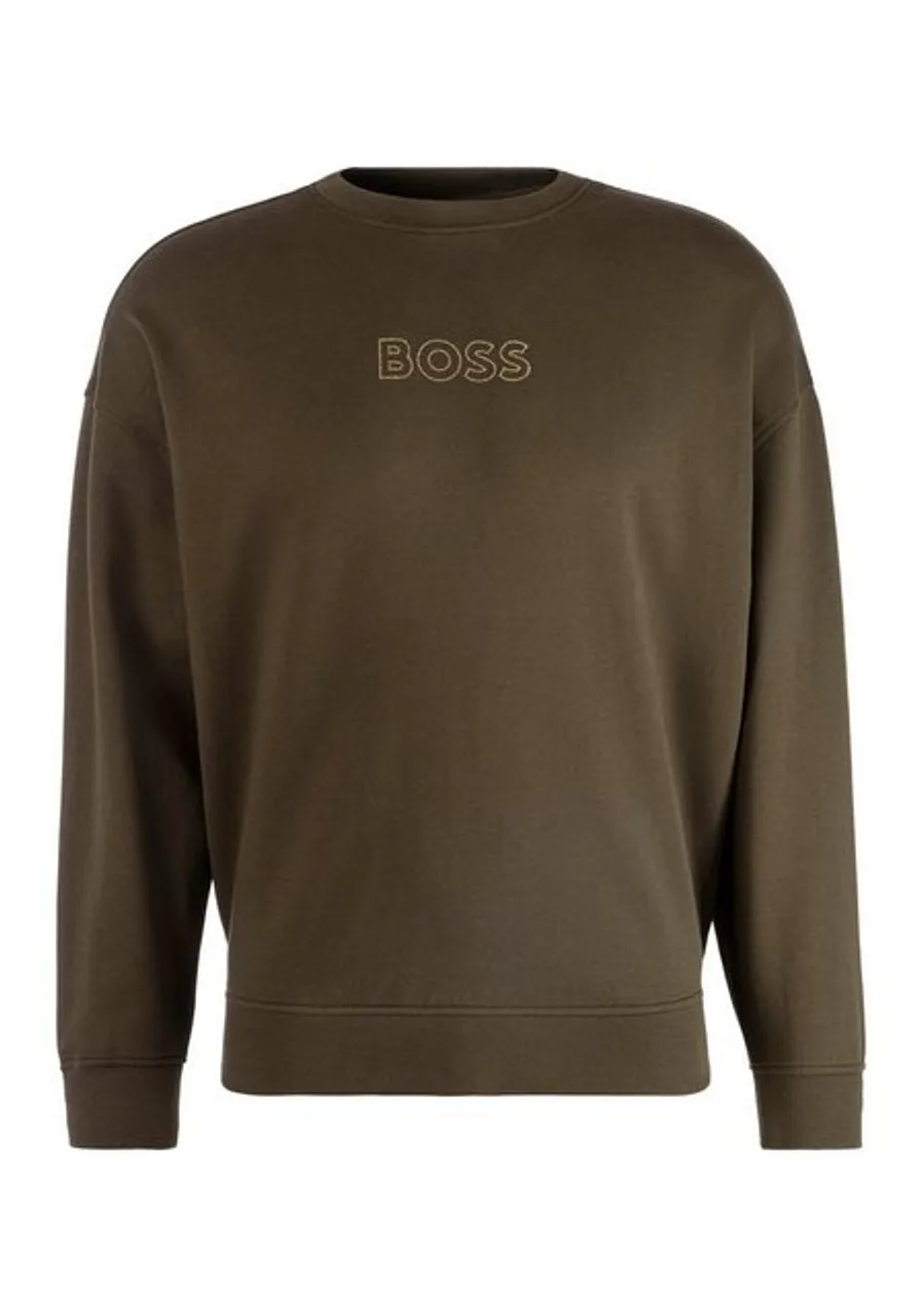 BOSS ORANGE Sweatshirt C_elaslogan_print1 mit BOSS-Schriftzug aus Schmucksteinen