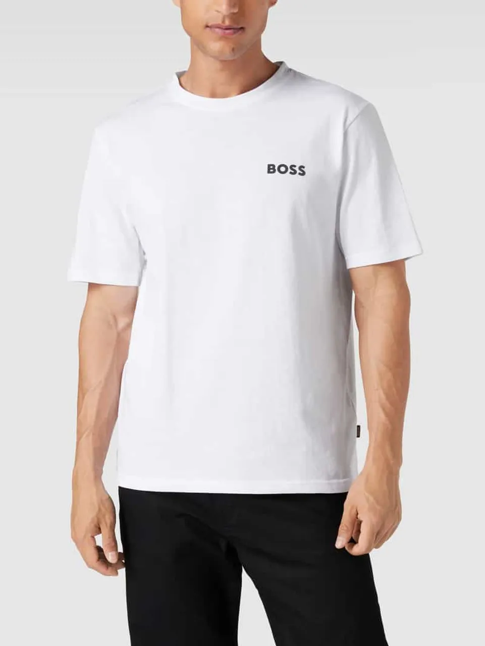BOSS Orange T-Shirt mit Logo-Print Modell 'Teeback' in Weiss