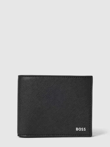 BOSS Portemonnaie aus Leder mit Label-Detail Modell 'Zair' in Black, Größe One Size