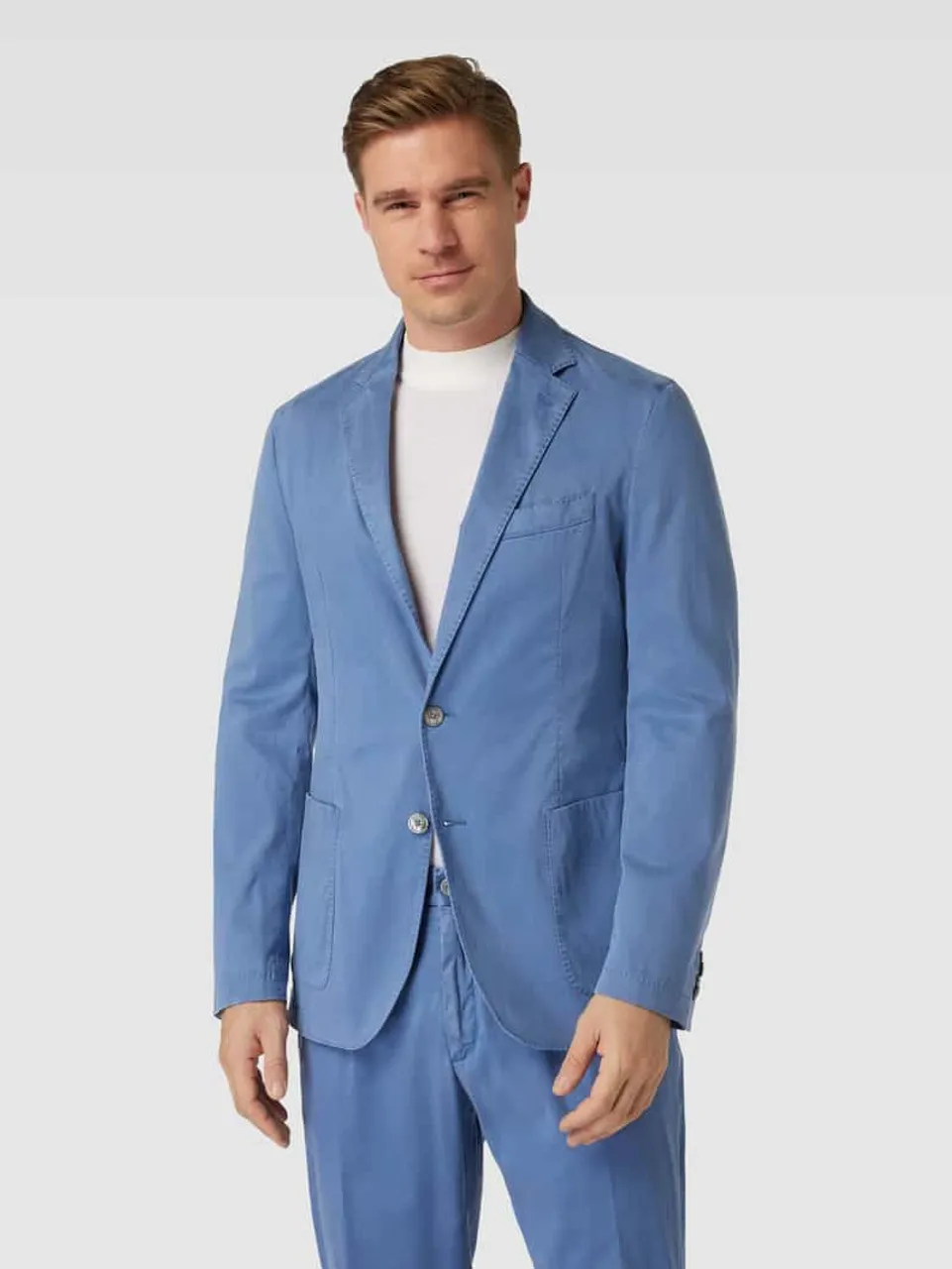 BOSS Regular Fit Anzug in unifarbenem Design Modell 'Hanry' in Bleu