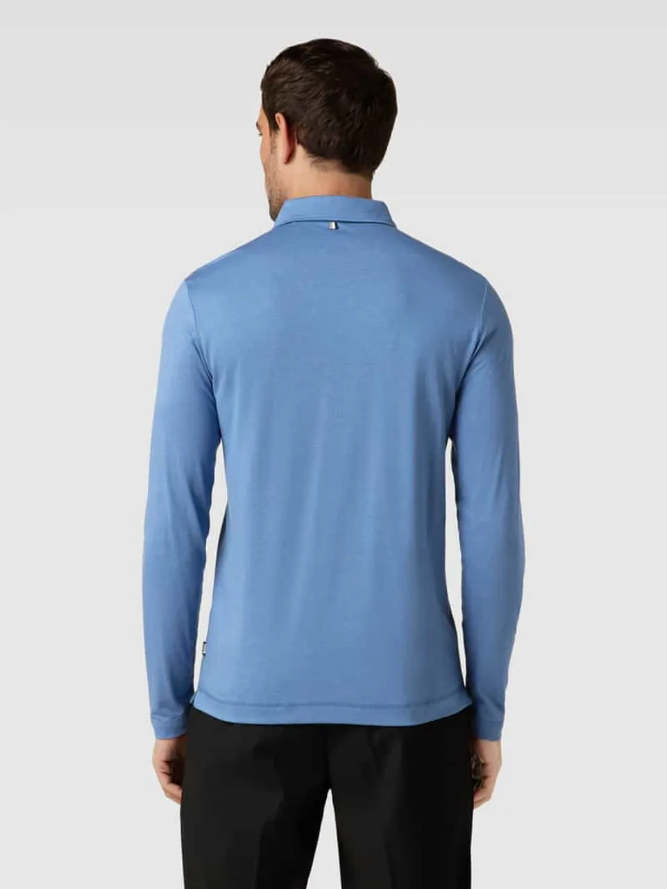 BOSS Regular Fit Poloshirt in langärmeligem Design Modell 'Pleins' in Bleu