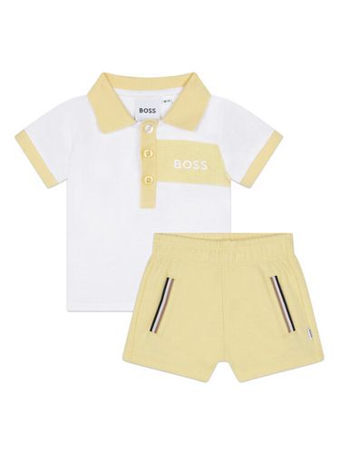 Boss Set Polohemd und Shorts J98419 Gelb Regular Fit