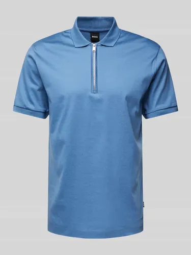 BOSS Slim Fit Poloshirt mit Label-Detail Modell 'Polston' in Bleu
