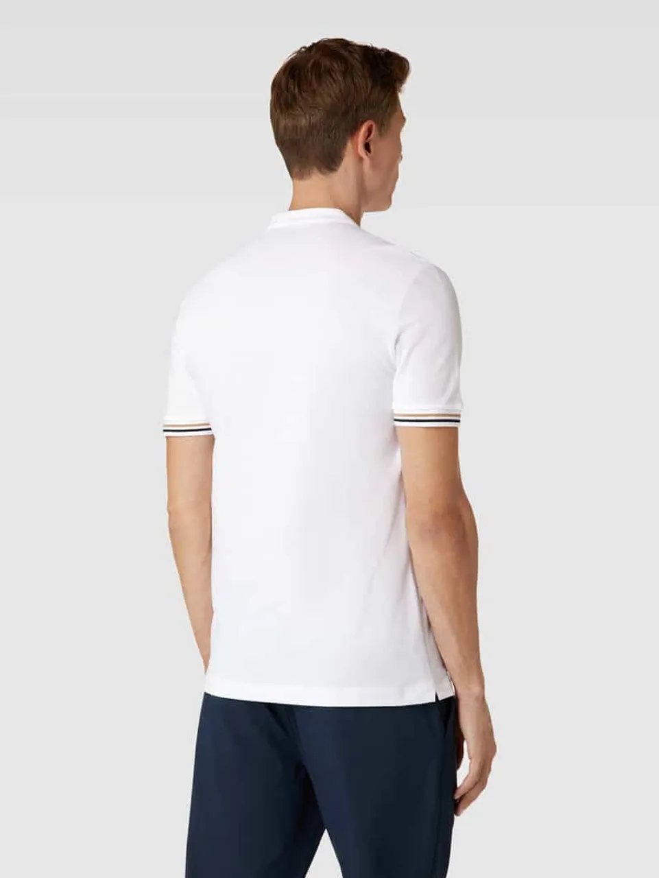 BOSS Slim Fit Poloshirt mit Stehkragen Modell 'Polloni' in Weiss