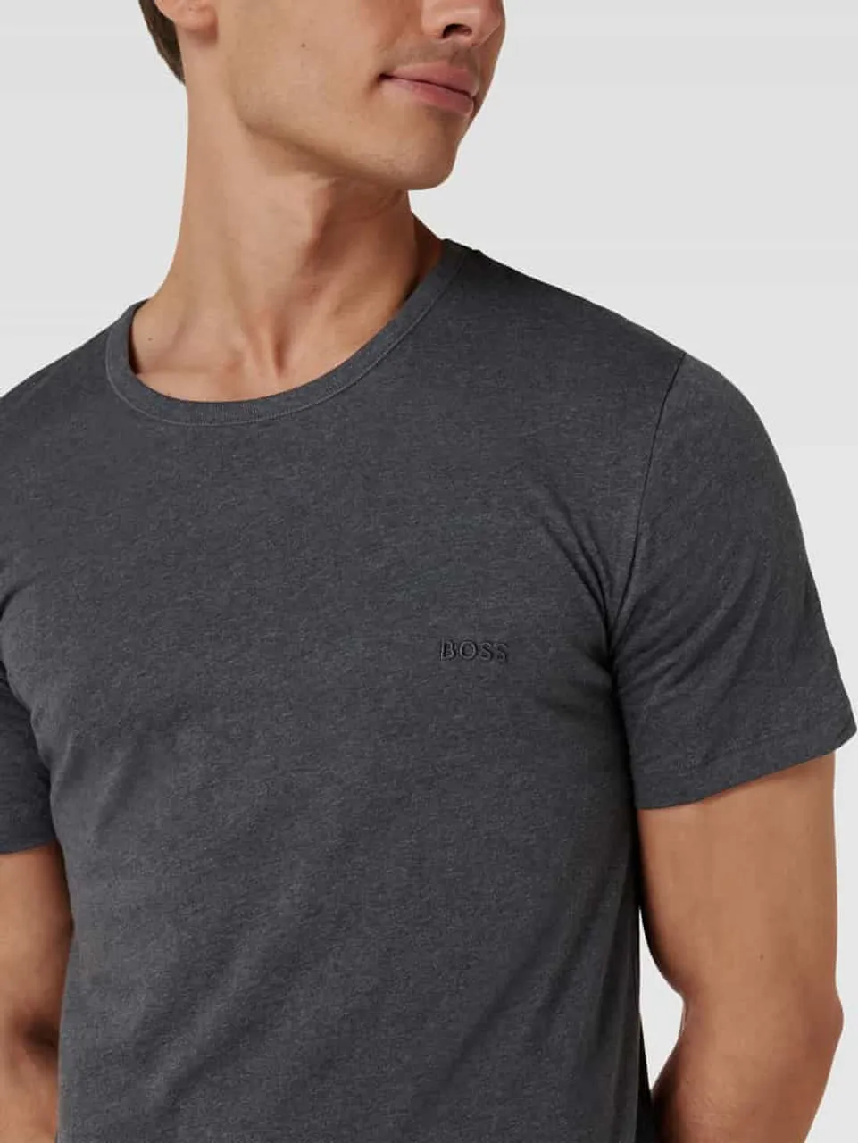 BOSS T-Shirt mit Label-Stitching im 3er-Pack Modell 'Classic' in Dunkelgrau Melange