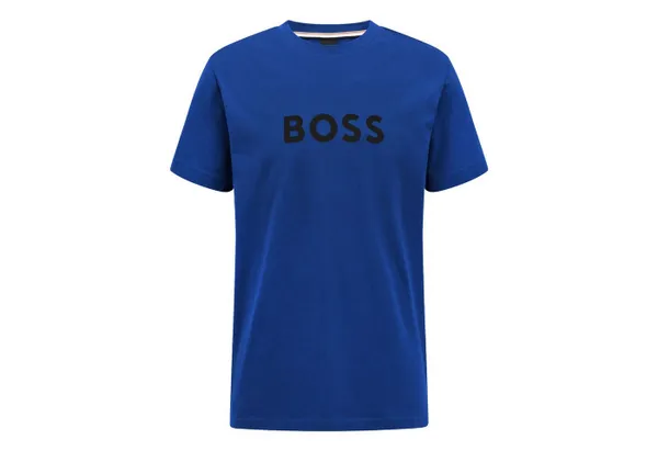 BOSS T-Shirt RN Sun Protection mit großem Markenprint auf der Brust